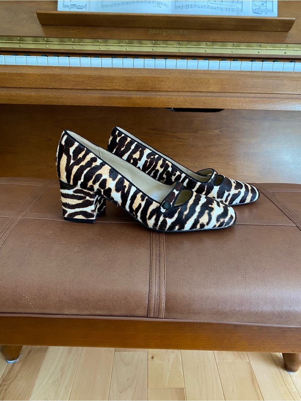 Ann Taylor Animal Print Calf Hair Mary Jane Pumps